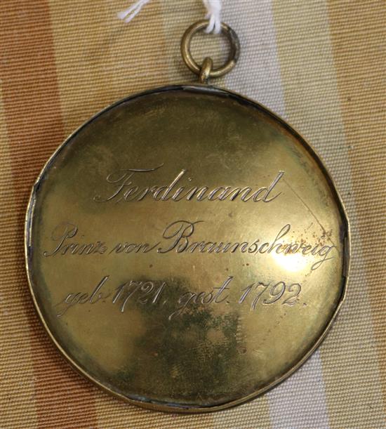Early 19th century German School Miniature of Ferdinand Prinz von Braunschweig-Wolfenbuttel (1721-1792) 2in.
